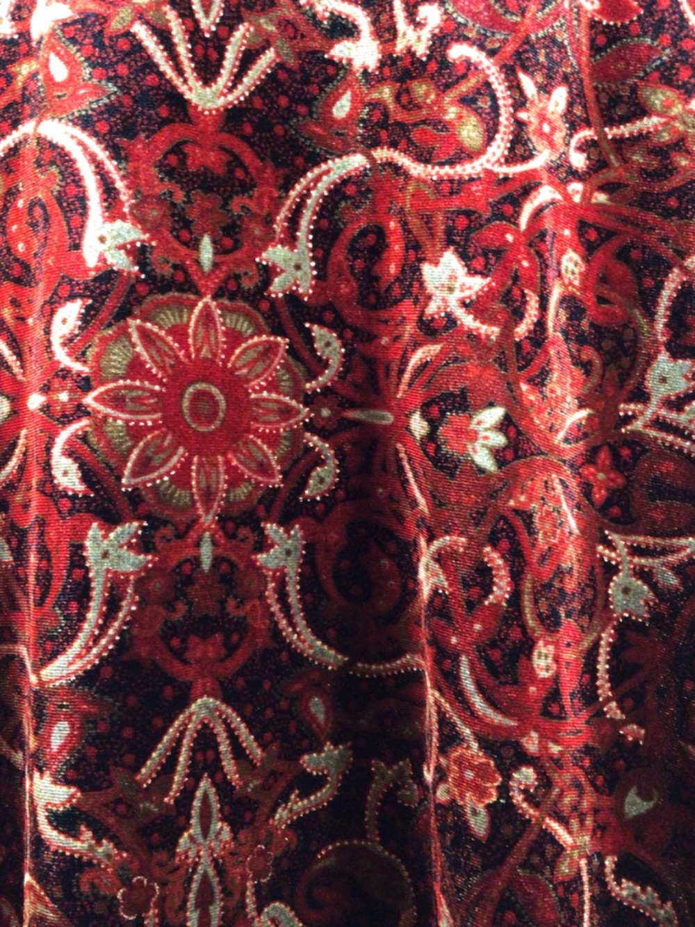 White Stage Top Large Burgundy Velvet Burnout Floral Scroll Boho Artsy Romantic - Picture 4 of 11
